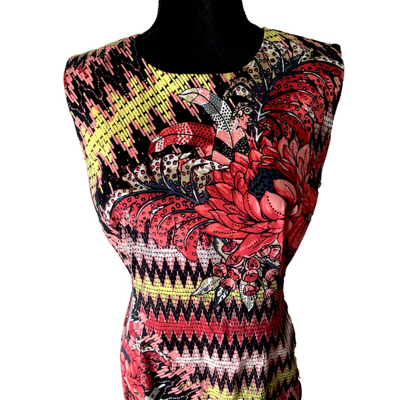 French Connection Dress Womens Size 10 Sleeveless Colorful Artsy Sheath Dress - Picture 5 of 12